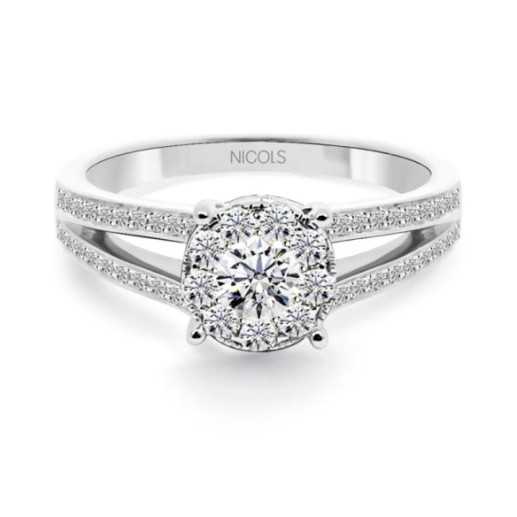 Diamante anello Noa 0.68 oro bianco - Anelli di fidanzamento Rosetta