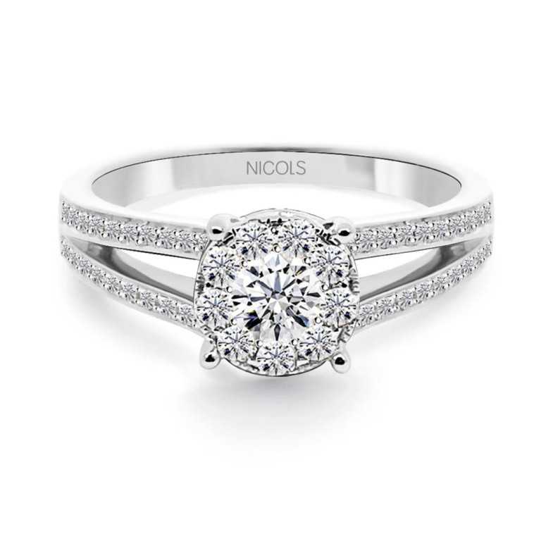 Diamante anello Noa 0.68 oro bianco - Anelli di fidanzamento Rosetta