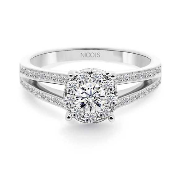 Anillo Diamantes Noa 0.68 Oro Blanco - Anillos de Compromiso Rosetón