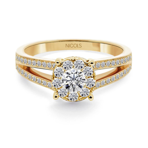 Noa 0.68 anello giallo oro diamante - Anelli di fidanzamento Rosetta