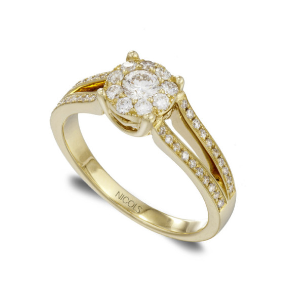 Noa 0.68 Gelbgold Diamantring - Verlobungsringe Rosette