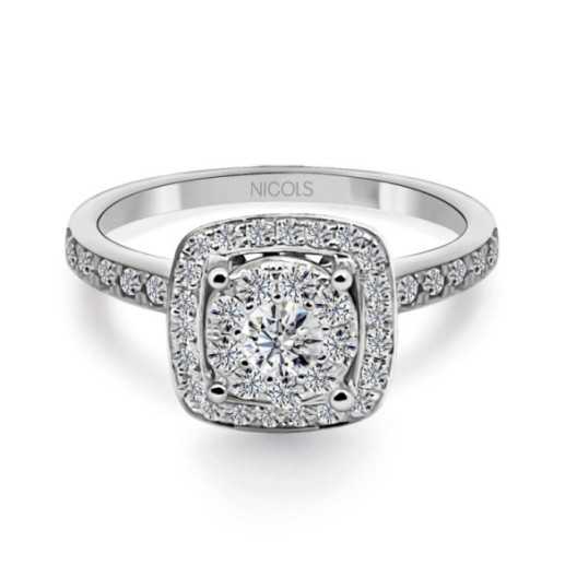Anillo Diamantes Oro Blanco Gardenia - Anillos de Compromiso Rosetón