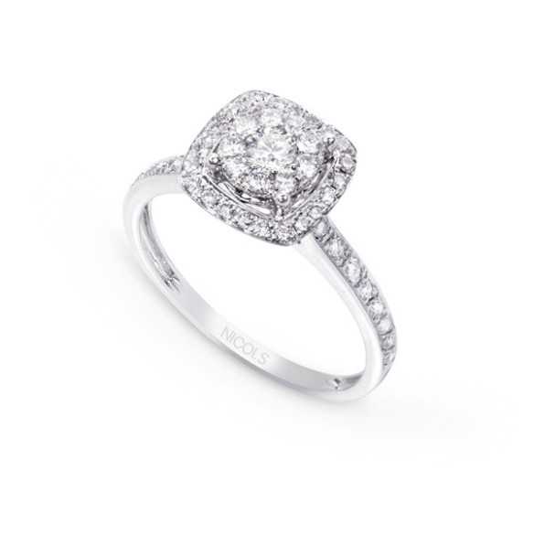 Anillo Diamantes Oro Blanco Gardenia - Anillos de Compromiso Rosetón