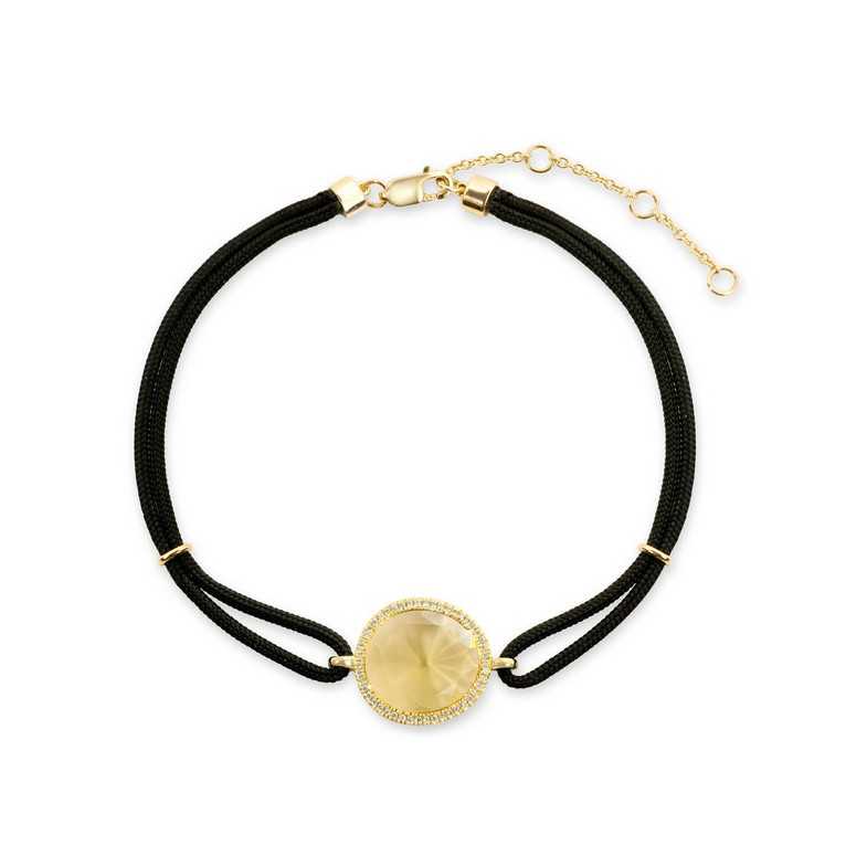Pulsera Citrino Y Diamantes New Wave - Pulseras Piedras Color
