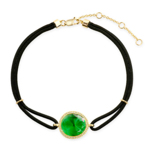 Pulsera Granate Verde Y Diamantes New Wave - Pulseras Piedras Color