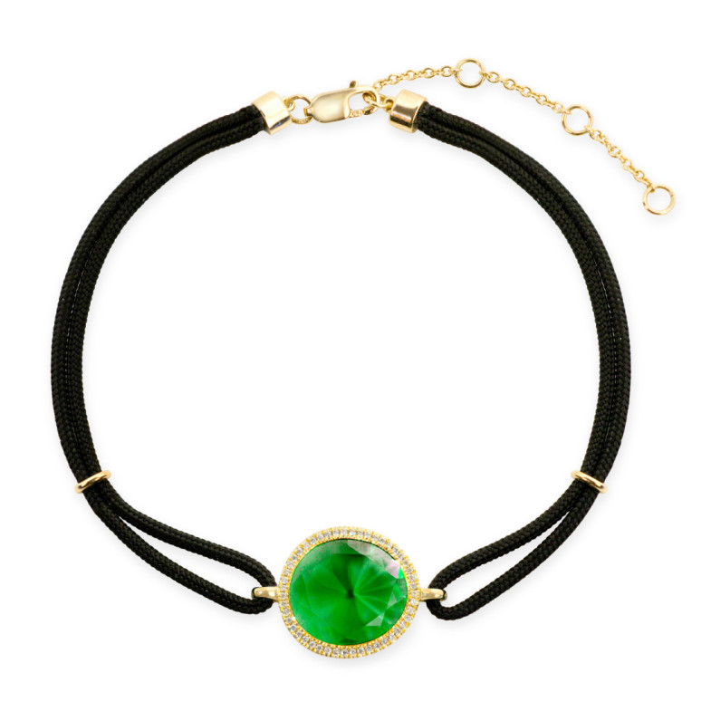Pulsera Granate Verde Y Diamantes New Wave - Pulseras Piedras Color