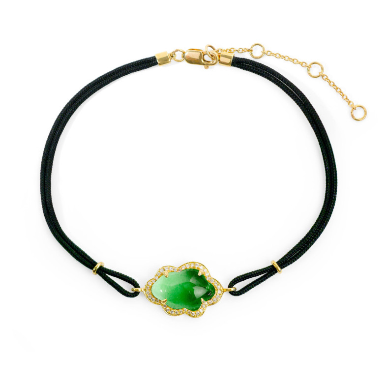 Pulsera Granate Verde Y Diamantes Nube New Wave - Pulseiras de cor de pedras