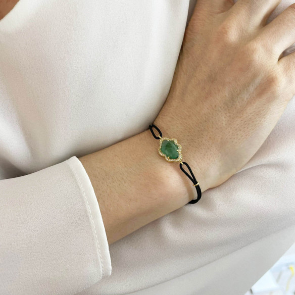 Pulsera Granate Verde Y Diamantes Nube New Wave - Pulseiras de cor de pedras