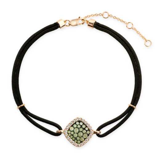 Pulseira New Wave de Diamantes Verdes Granada e Losango - Pulseiras de cor de pedras