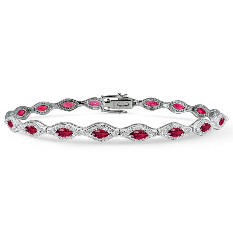 Pulsera Diamantes y Rubís Marquise Riviere - Pulseras Piedras Color