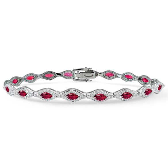 Pulsera Diamantes y Rubís Marquise Riviere - Pulseras Piedras Color