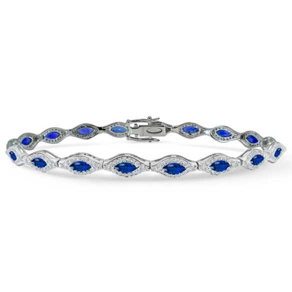 Pulsera Riviere Zafiros Marquise y Diamantes - Pulseras Piedras Color