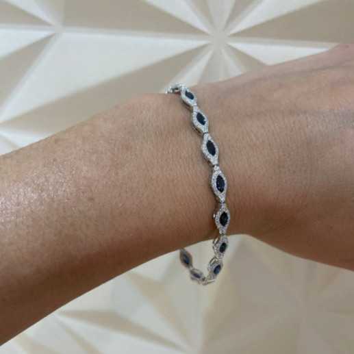 Pulsera Riviere Zafiros Marquise y Diamantes - Pulseras Piedras Color 2