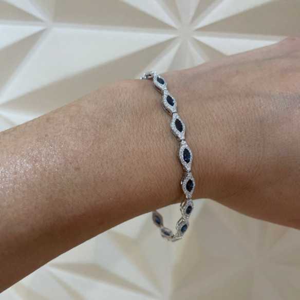 Pulsera Riviere Zafiros Marquise y Diamantes - Pulseras Piedras Color