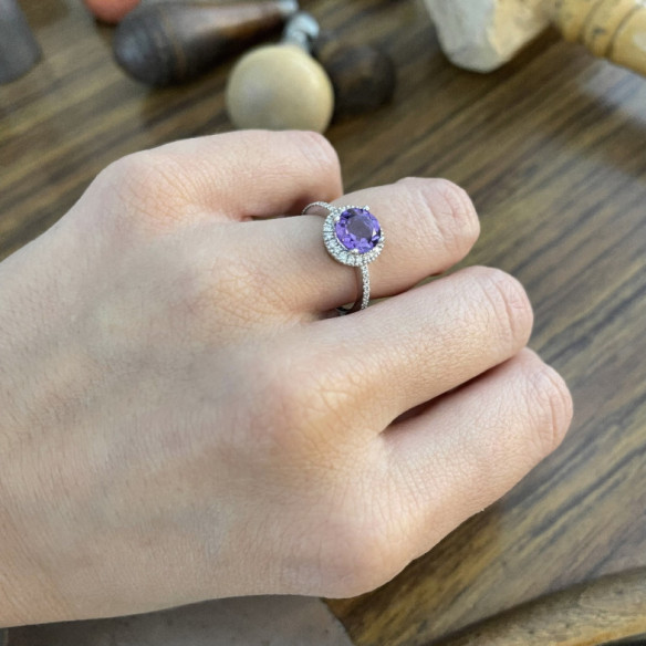Anello Ametista e Diamanti Colorfull - disegni vintage