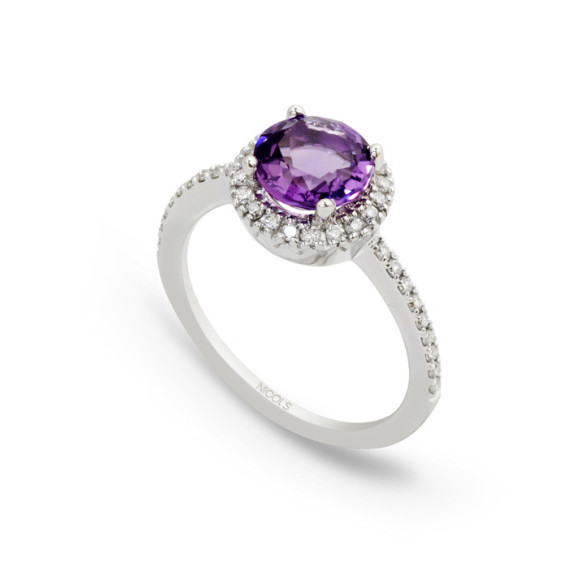 Anello Ametista e Diamanti Colorfull - disegni vintage