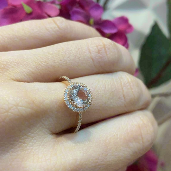 Diamanten des Morganite Rings Buntbar - vintage-Designs