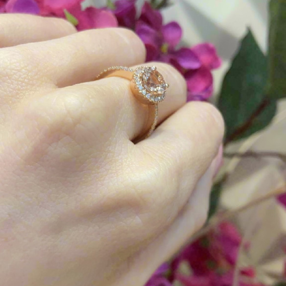 Diamanten des Morganite Rings Buntbar - vintage-Designs