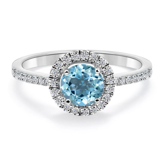 Anillo Oro Zircon Azul Sello Redondo - LES ANNEAUX