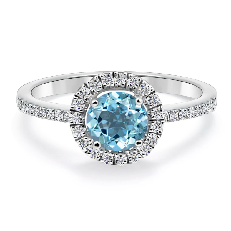 Gold ring Zircon Blue Seal REDONDO - Rings