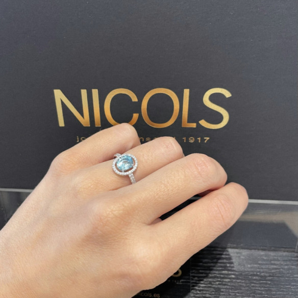 Anillo Oro Zircon Azul Sello Oval - Anillos Otras Piedras Preciosas