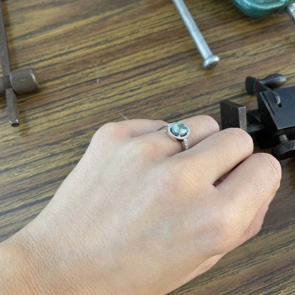 Anillo Oro Zircon Azul Sello Oval - Anillos Otras Piedras Preciosas