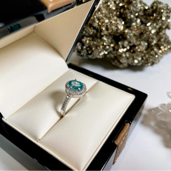 Anillo Oro Zircon Azul Sello Oval - Anillos Otras Piedras Preciosas
