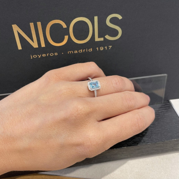 Blauer Zirkon-Goldring mit Baguette-Stempel - Ringe andere Edelsteine