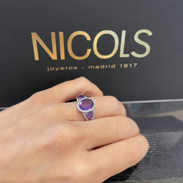 Amethysts Diamond Ring TRAPEZE - anniversary