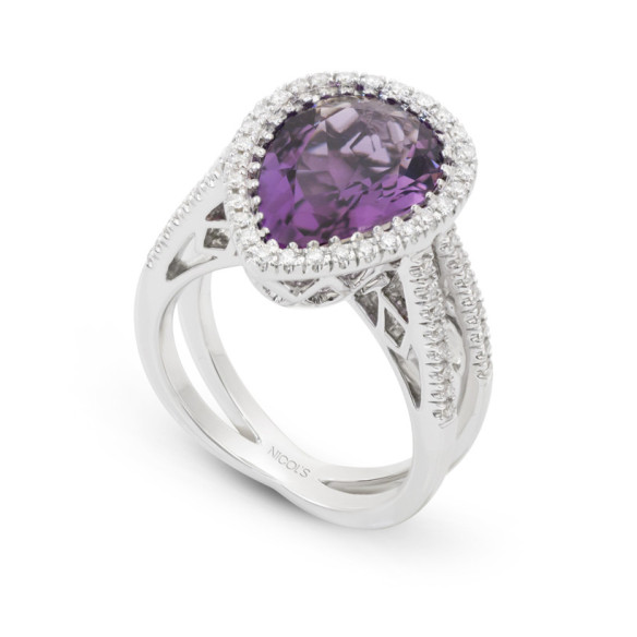 Anillo Diamantes Amatista Aires Del Este - designs vintage