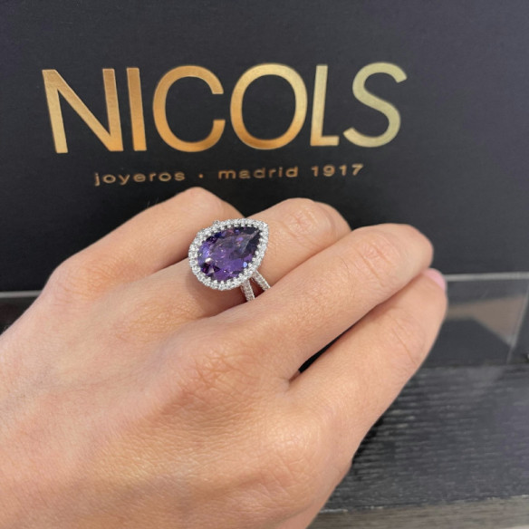 Anillo Diamantes Amatista Aires Del Este - designs vintage