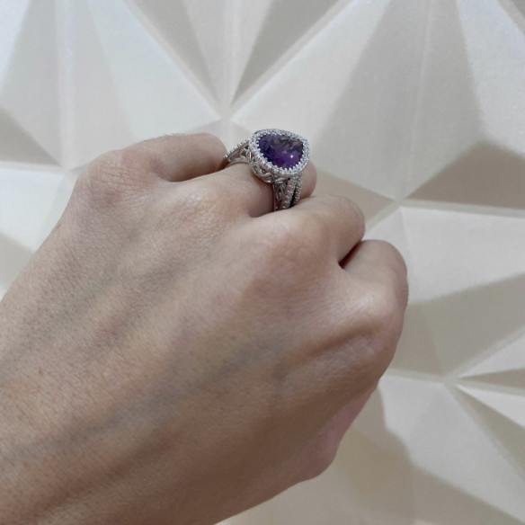 Anillo Diamantes Amatista Aires Del Este - designs vintage