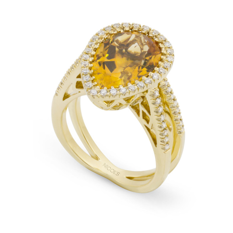 Citrine Diamond Ring AIRES EAST - vintage designs