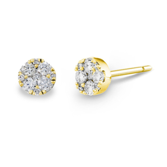 Pendientes Diamantes Gardenia 0.38 Dormilona Oro Amarillo - PENDIENTES