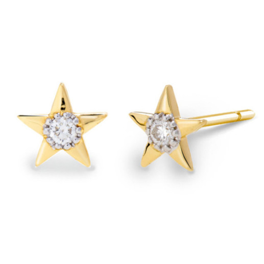 Celebrity Star Earrings Yellow Gold - Baptism & First Communion Jewelry