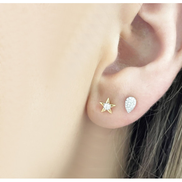 Pendientes Estrella Celebrity Oro Blanco - Bautismo y joyería de primera comunión