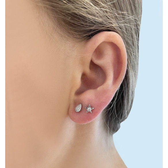 Promi-Stern-Ohrringe aus Weißgold - Taufe & Erstkommunion Schmuck