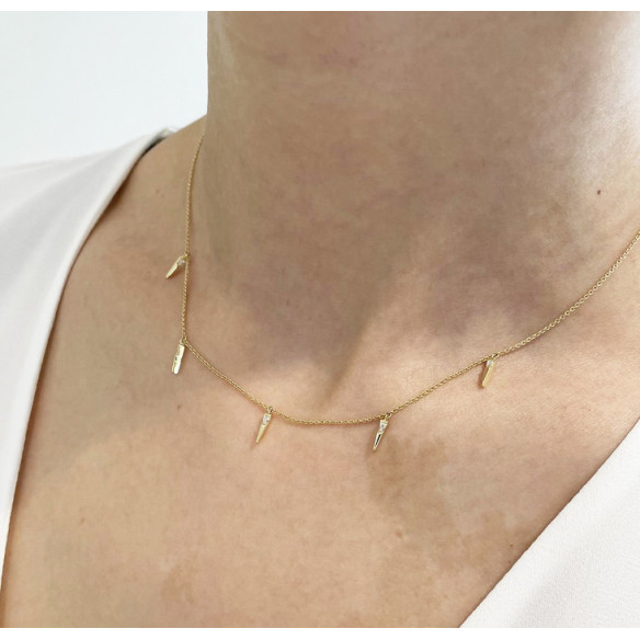 Goldhalskette mit Stacheln, Celebrity 108 - Diamant Halsketten