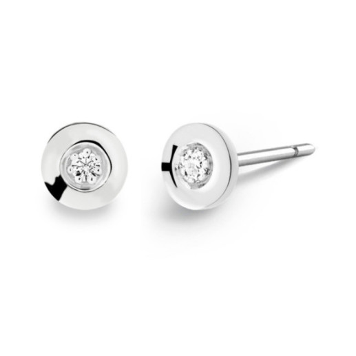 Diamond Stud Earrings Celebrity Chaton 0.08 White Gold - Baptism & First Communion Jewelry