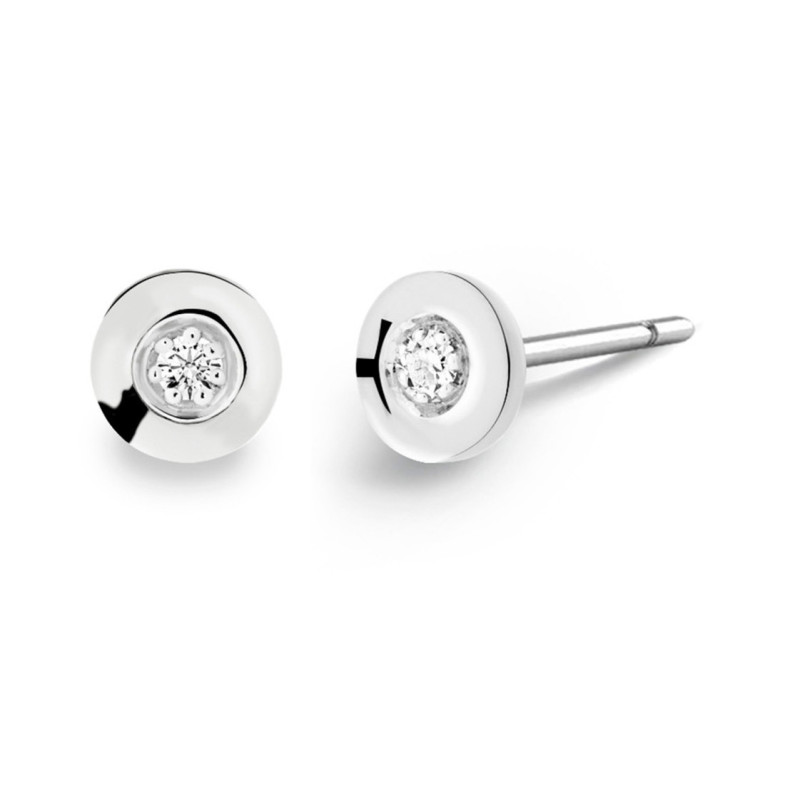 Pendientes Diamantes Chatón Celebrity 0.08 Oro blanco - Bautismo y joyería de primera comunión