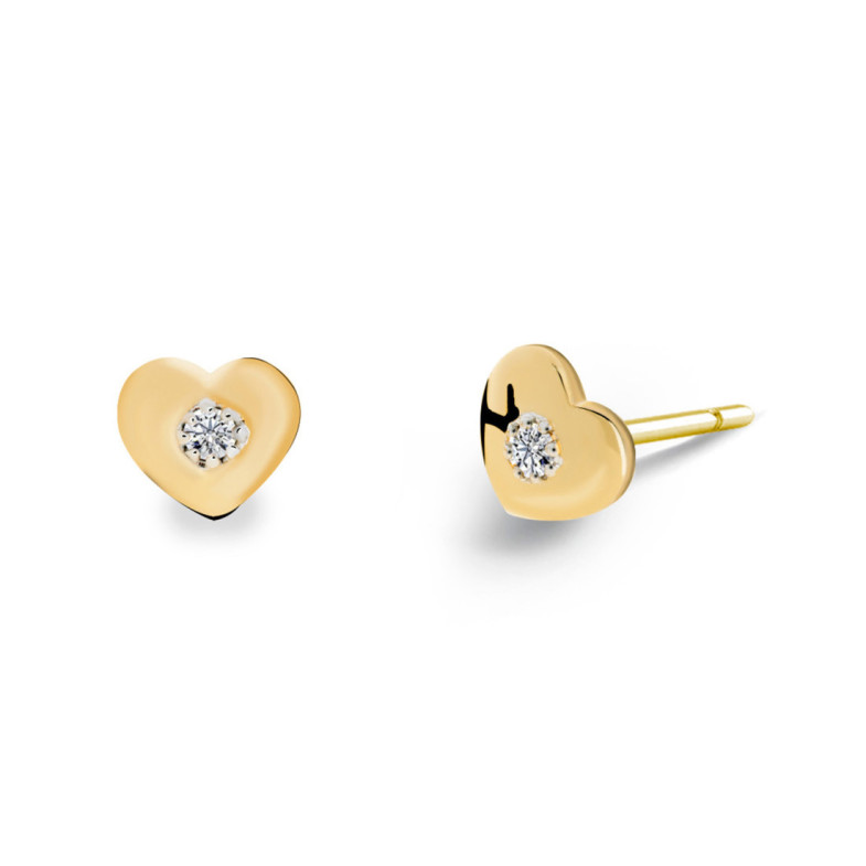 Orecchini a cuore Celebrity in oro giallo - Battesimo e gioielli di prima comunione