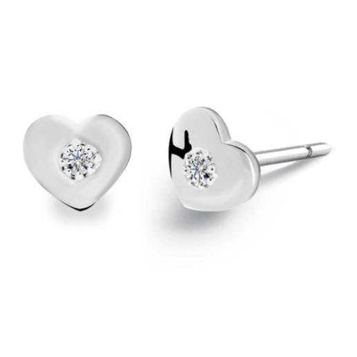 Pendientes Corazón Celebrity Oro Blanco - dormilonas