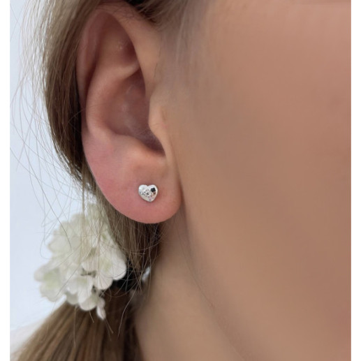 Pendientes Corazón Celebrity Oro Blanco - dormilonas 2