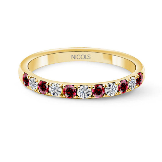 Anillo Diamantes Rubís Azalea Oro Amarillo - Anelli di rubino