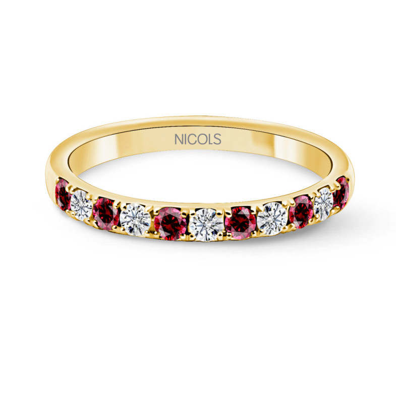 Anillo Diamantes Rubís Azalea Oro Amarillo - Anillos de Rubí