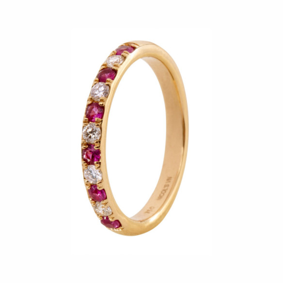 Anello con diamante Azalea e rubino - Anelli di rubino