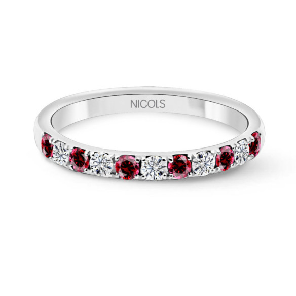 Anillo Diamantes Rubi Azalea Oro Blanco - Rubinringe