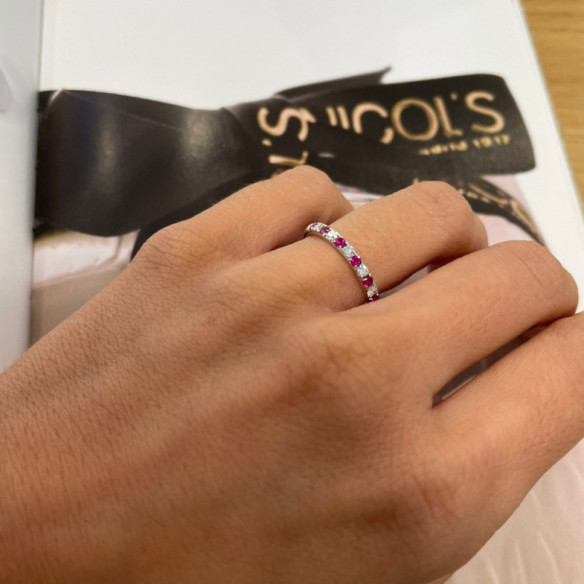 Anillo Diamantes Rubi Azalea Oro Blanco - Rubinringe