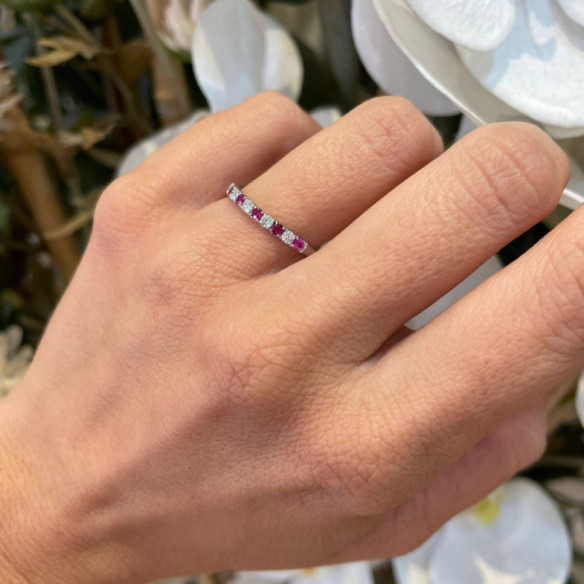 Ruby Azalea Diamond Ring White Gold - Ruby Rings