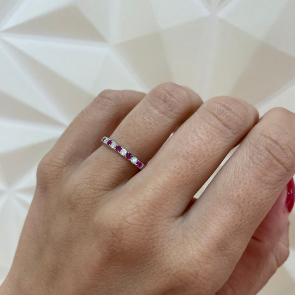 Anillo Diamantes Rubi Azalea Oro Blanco - Rubinringe